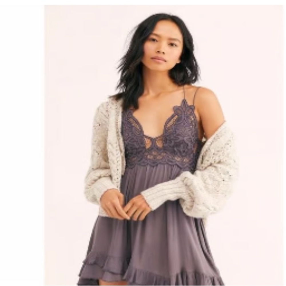 Free People Adella Slip Dress- Charcoal (XS)